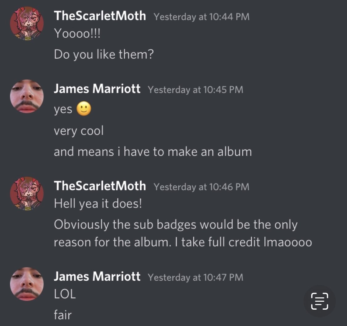 Was clearing out my photos and found this screenshot from when I did the sub badges. I completely forgot about this conversation but fellas…you’re welcome. The AWTY album is my doing lmao