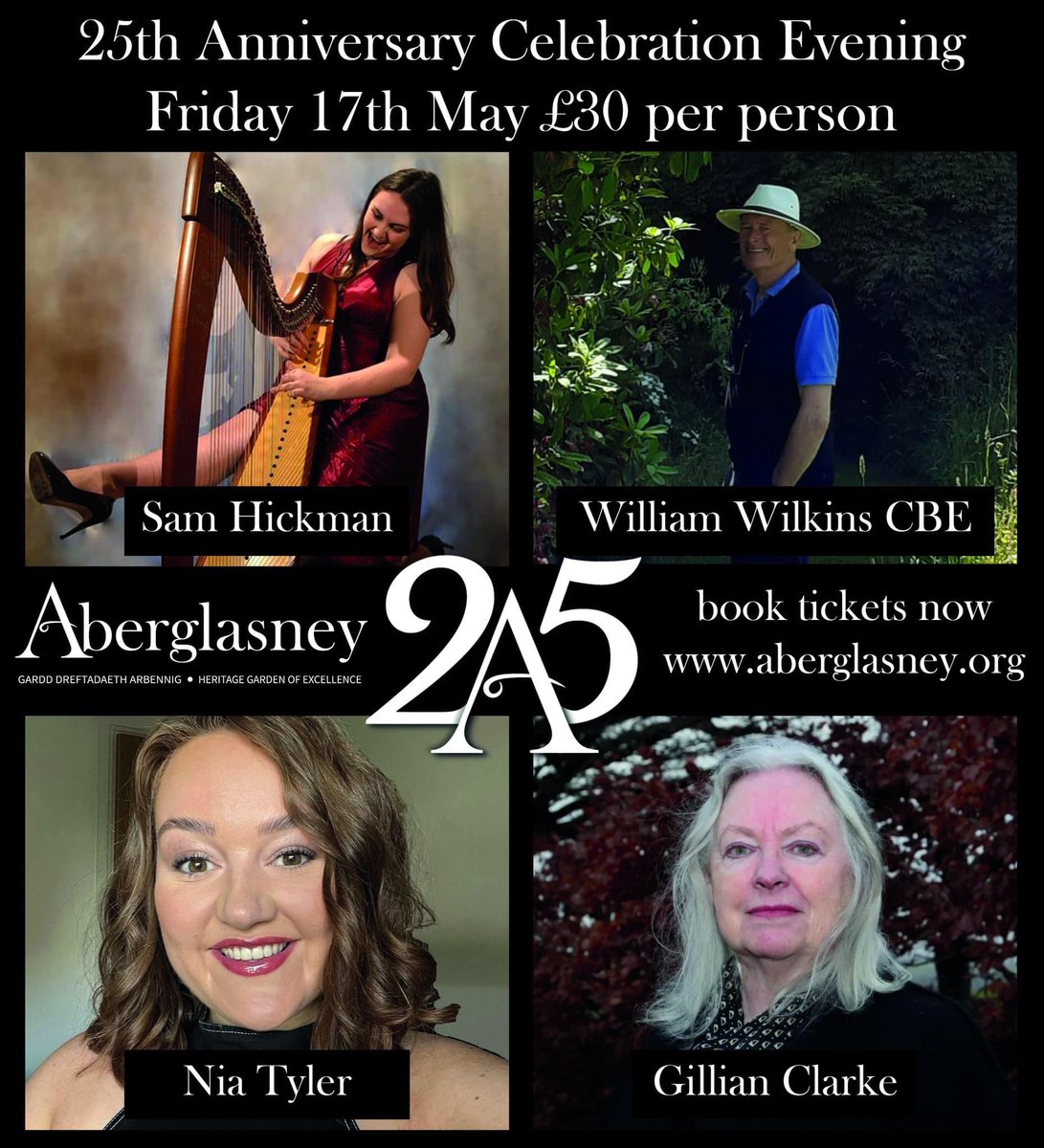 Time is running out to book your place at our 25th Anniversary Celebration evening this Friday, 17th May. 🎟 Tickets can be purchased from our office during office hours (01558 668998 option 1) or on our website: aberglasney.org/events-exhibit…