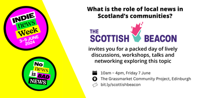 Impress members @ScottishBeacon are hosting an event to mark Indie News Week! 🗞️ Held in Edinburgh on June 7, it will explore the challenges and opportunities facing local news outlets in Scotland with the help of journalists and experts! 🏴󠁧󠁢󠁳󠁣󠁴󠁿 More info 👉 bit.ly/4dEYYTY