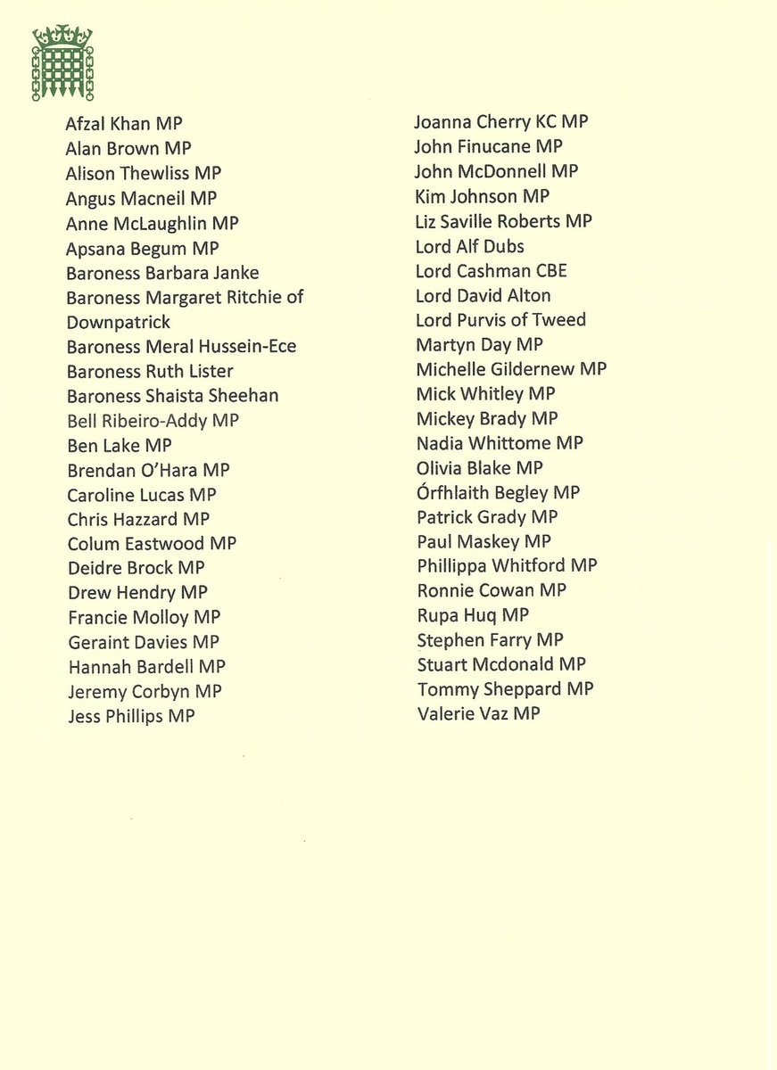 Credit to these 50 Parliamentarians who demand the creation of a Gaza Family Scheme to allow Palestinians in the UK to bring their family members trapped in Gaza to safety.
