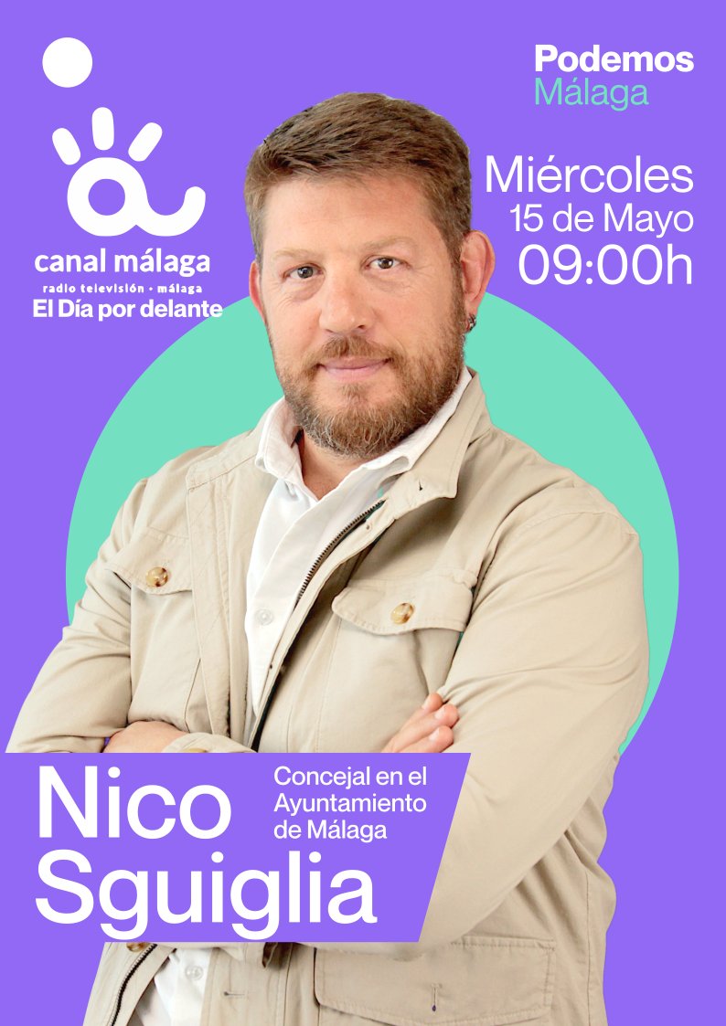 📻 En unos minutos, nuestra portavoz Nico Sguiglia estará en los micrófonos de Canal Málaga RTV analizando y debatiendo sobre la actualidad de nuestra ciudad. 📡 Síguela en directo en el 97.4 FM y en la web canalmalaga.es/radio-directo ⏰ 09:00h