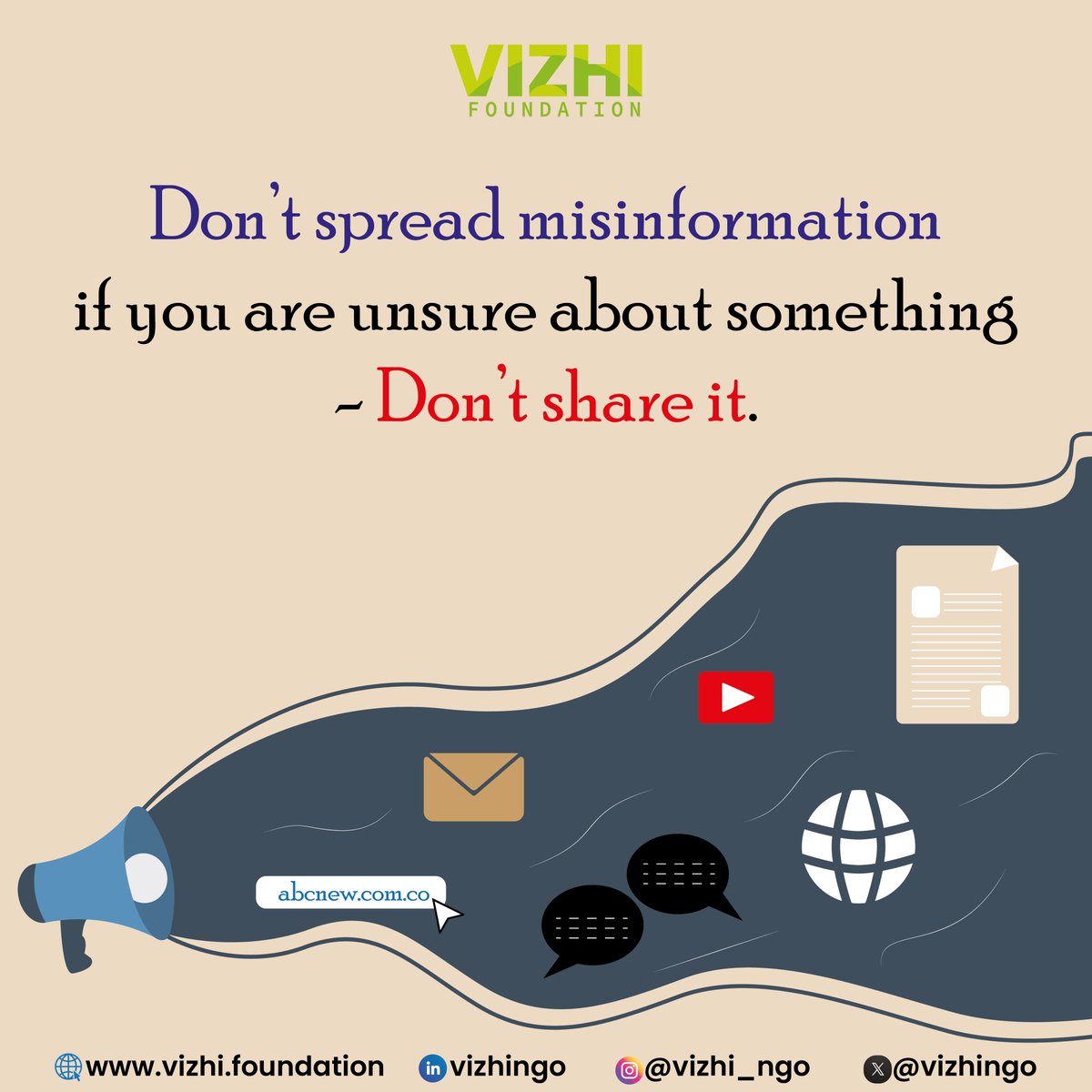'Think Twice, Verify Thrice: Combat Misinformation'

#vizhifoundation #digitalwellbeing #digitalwellness #screentime #misinformation #fakenews