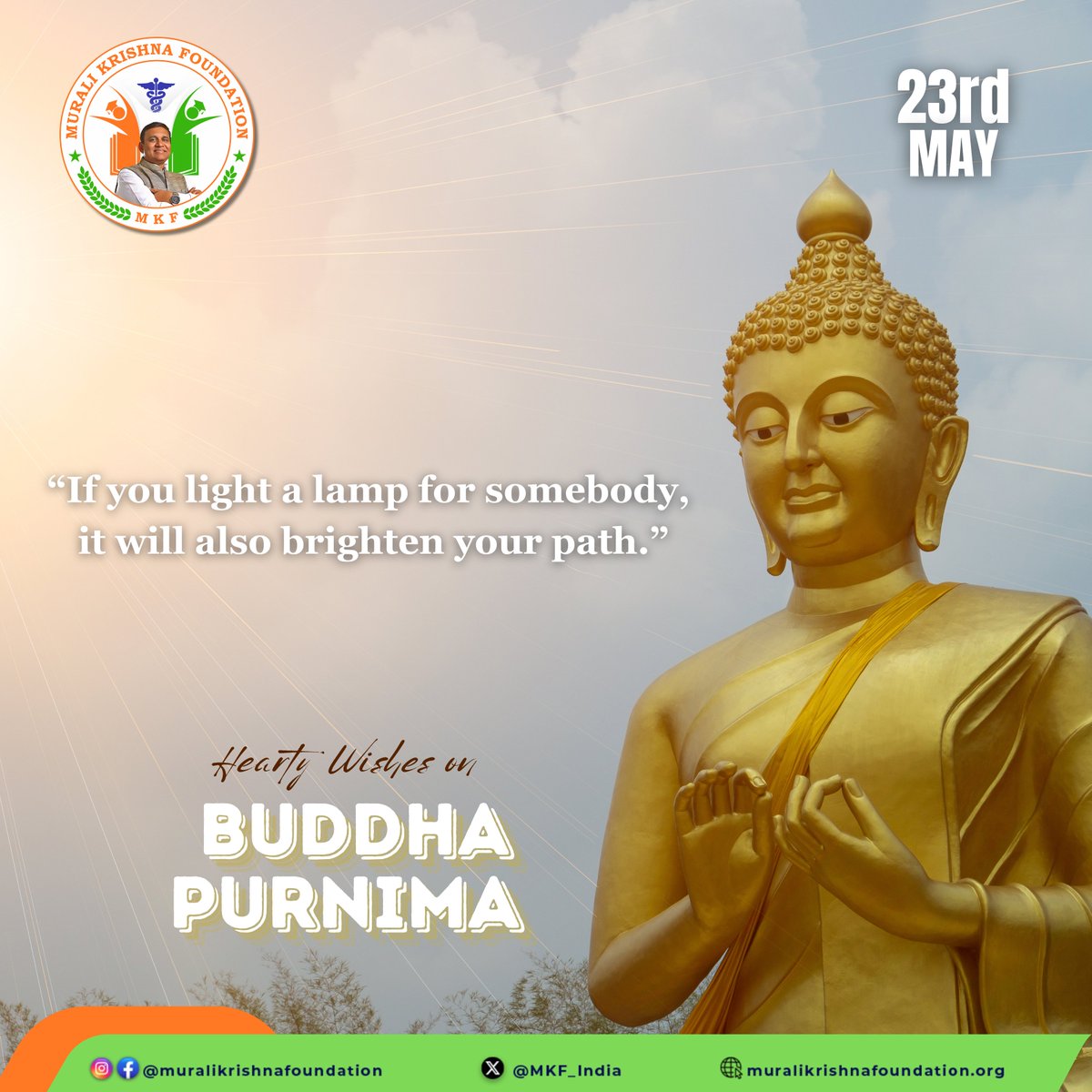 On the auspicious occasion of Buddha Purnima, may the light of wisdom illuminate our paths. 🙏✨

#muralikrishnafoundation #dmuralikrishna #mkf #MKFoundation #Bargarh #Odisha #BuddhaPurnima #buddha