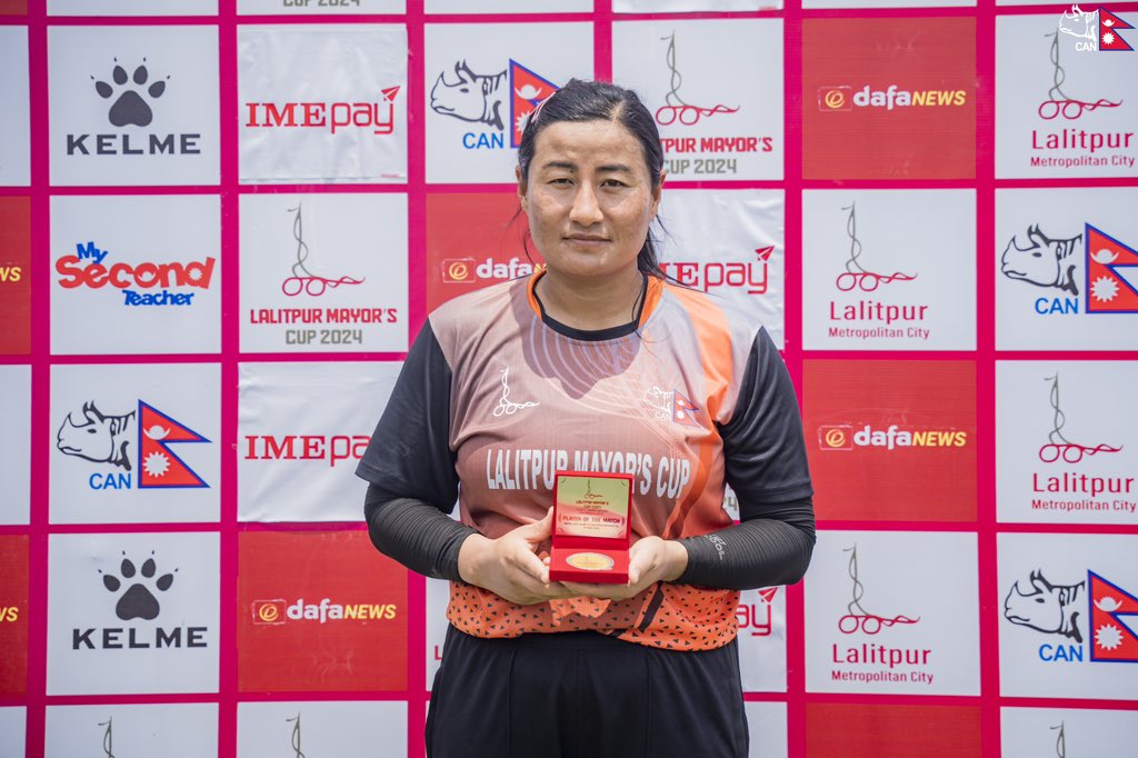 Sita Rana Magar for her half century knock bags the morning match’s Player of The Match 🏏 #HerGameToo | #WomensCricket | #NepalCricket