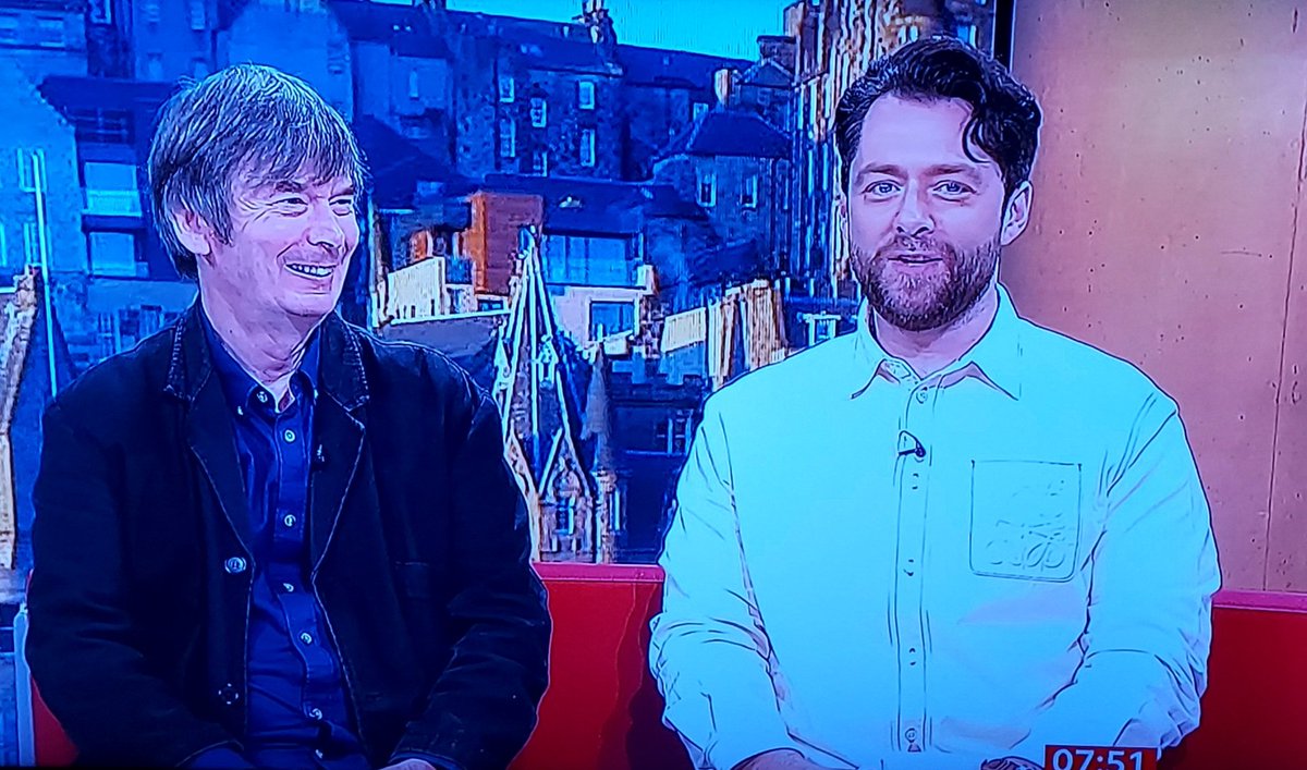 Sir Ian Rankin @Beathhigh just popped up on the BBC sofa with the star of the new (young) Rebus (Richard Rankin)... 'We pretend I'm his uncle'. Legend.