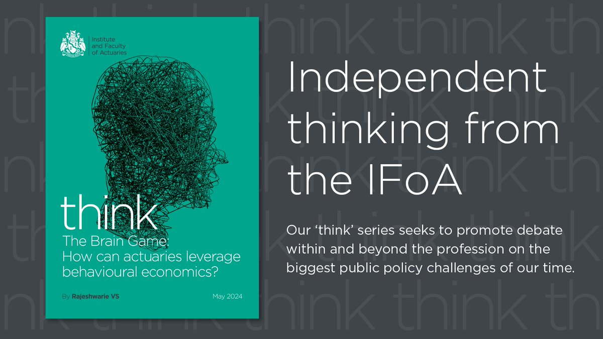 How can actuaries leverage behavioural economics? The intersection of human behaviour and financial decision-making is explored by IFoA Fellow Rajeshwarie VS in the fourth edition of our 'think' thought leadership series, 'The Brain Game'. Discover more: actuaries.org.uk/thought-leader…