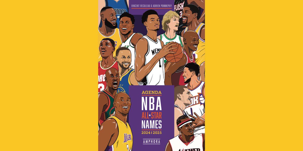 🚨 Le 30 mai, préparez-vous à découvrir l’agenda NBA All-Star Names 2024-2025 aux @EditionsAmphora ! Déclinaison du livre, il proposera aussi de nouveaux joueurs illustrés, l’origine des surnoms des équipes de la NBA et un quizz. Un indispensable pour accompagner votre année ! 🏀