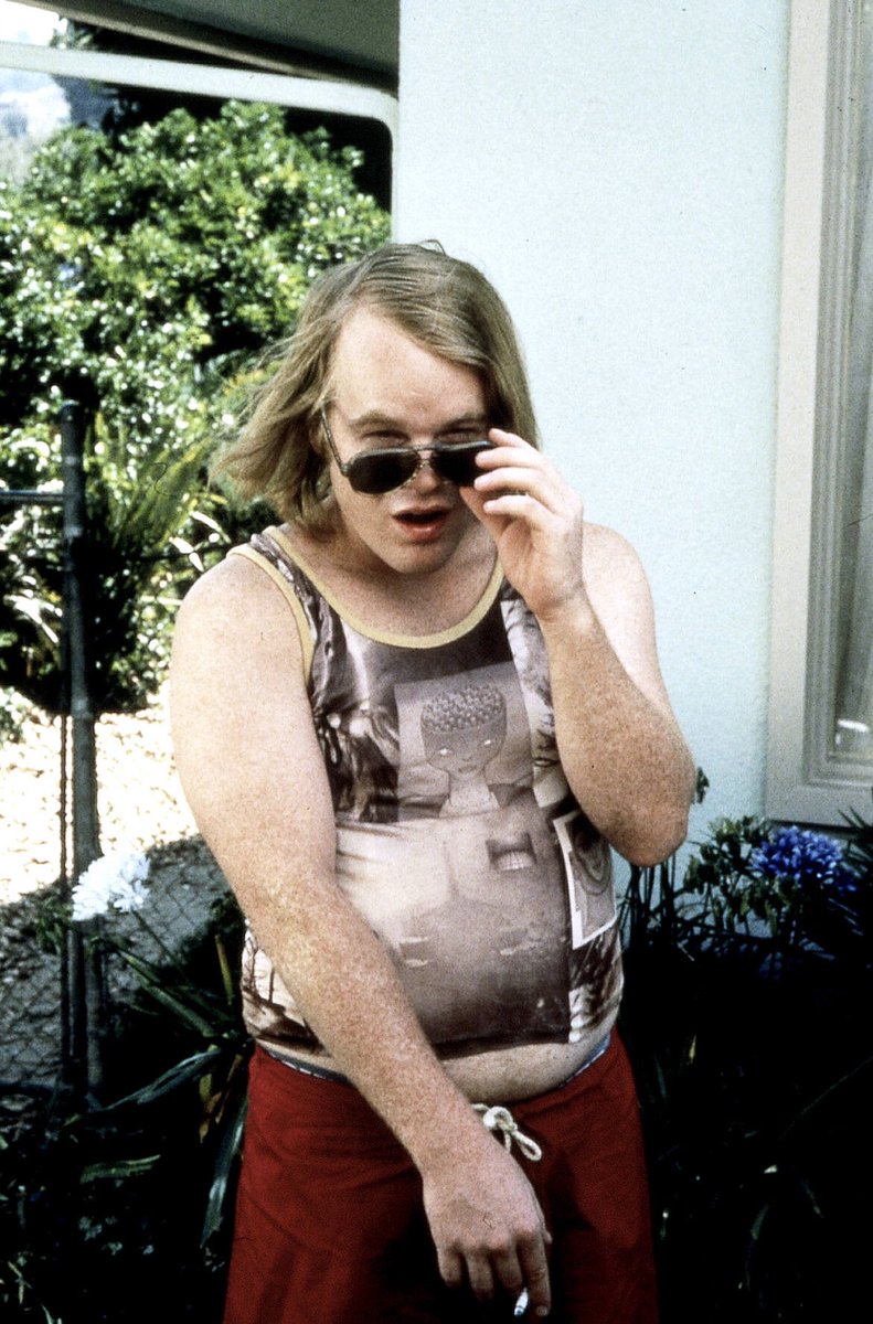 Philip Seymour Hoffman on the set of BOOGIE NIGHTS (1997).