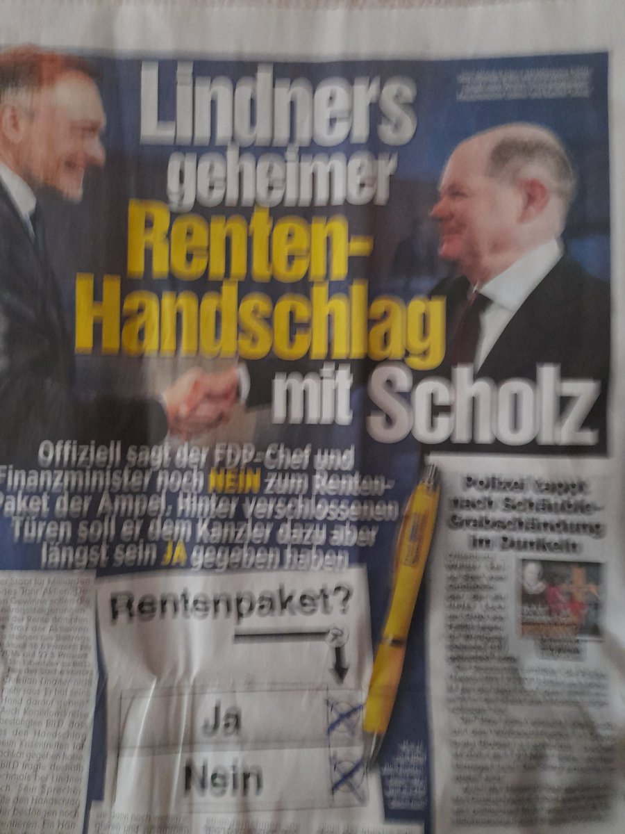 Offiziell sagt Lindner noch NEIN zum Renten- Paket der Ampel.☝️😵 Hinter verschlossenen Türen soll er dem Kanzler dazu aber längst sein JA gegeben haben.