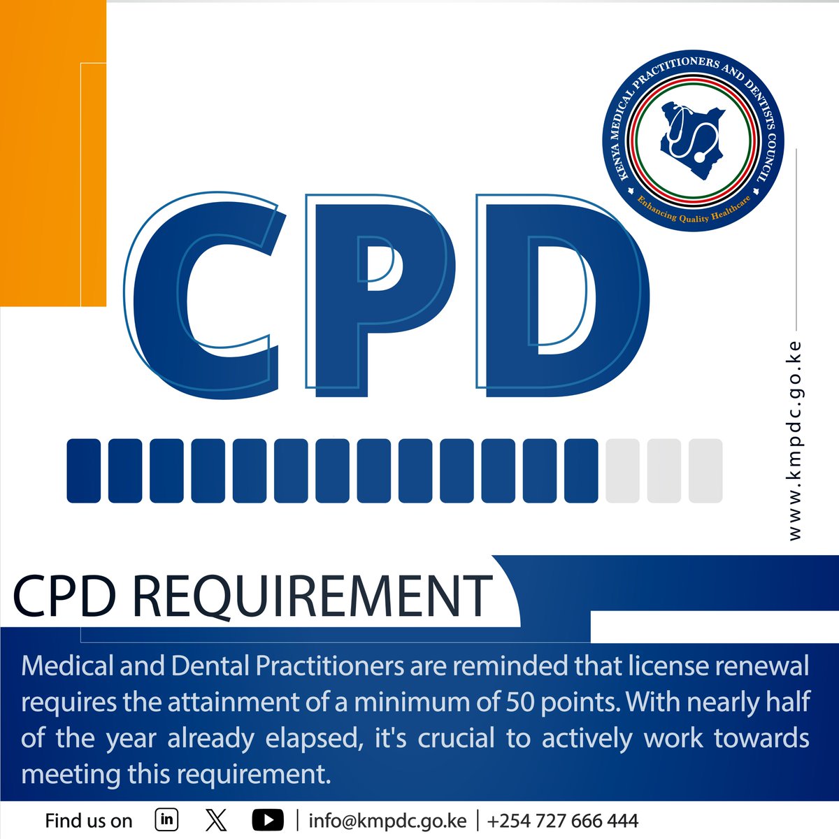 Medical and Dental Practitioners are reminded that license renewal requires the attainment of a minimum of 50 points. With nearly half of the year already elapsed, it's crucial to actively work towards meeting this requirement. Failure to accumulate the necessary points will