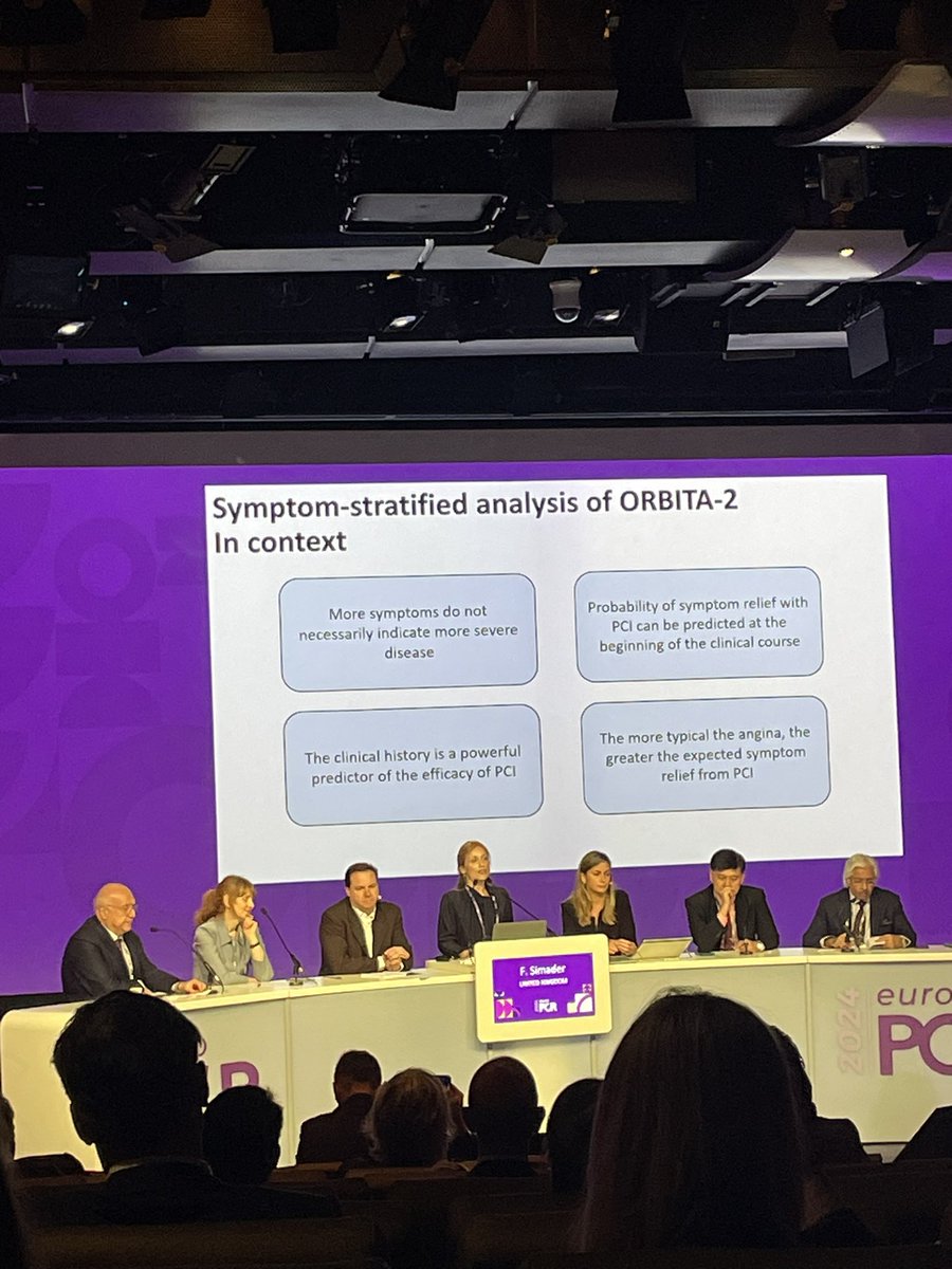 🔥 Important new insights from ORBITA-2 study presented today at #EuroPCR 👉🏼 More angina symptoms do not necessarily reflect more extended coronary disease 👉🏼 The clinical history is a strong predictor of the efficacy of PCI 🚨Interroge your patients! @PCRonline @rallamee