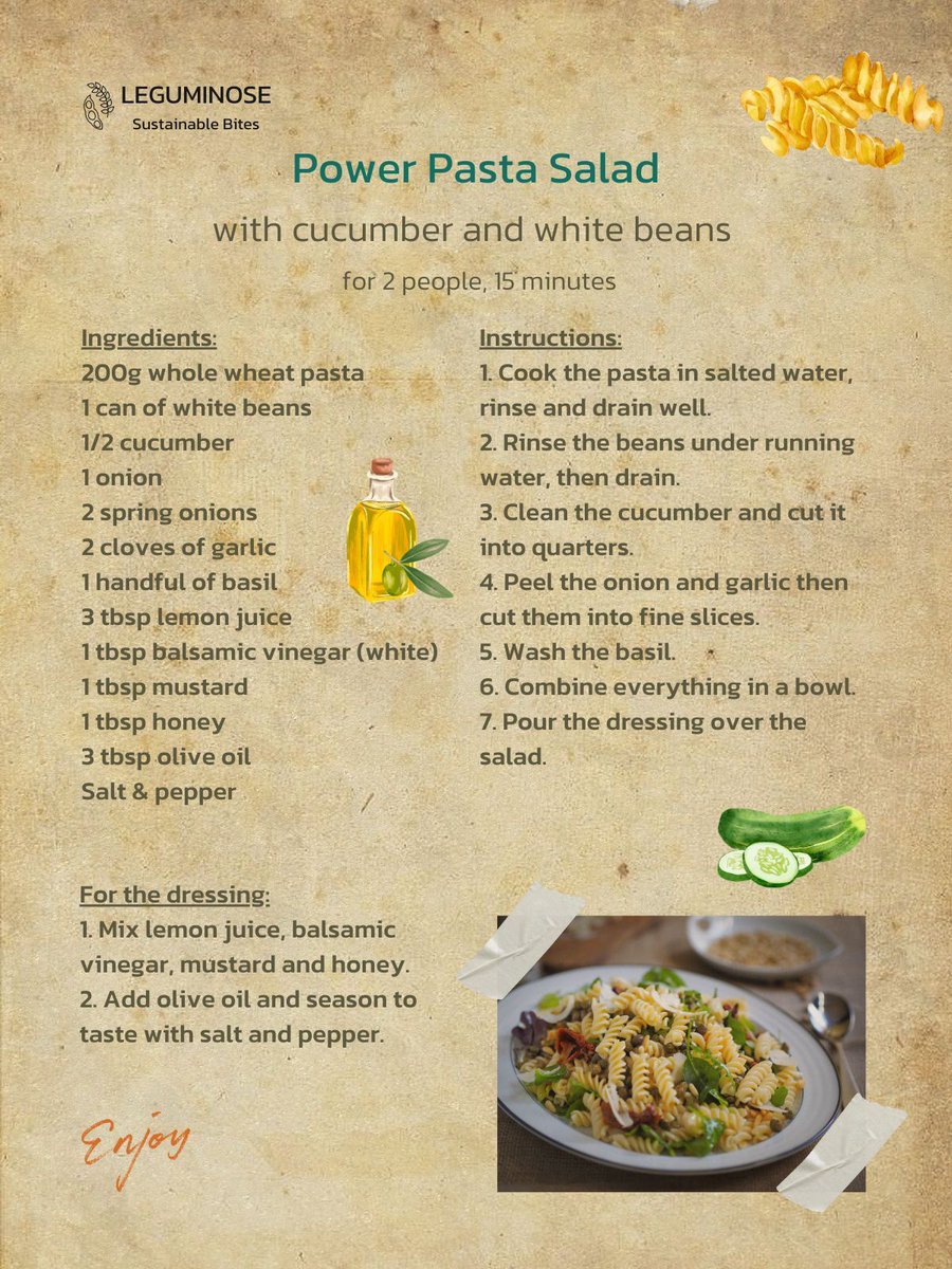 Looking for a power-packed meal? Try out this pasta salad with white beans! Fun fact: White beans are also called navy beans. Why? In the early 20th century, the US Navy relied on them for their high nutritional value & long shelf life. #SustainableBites