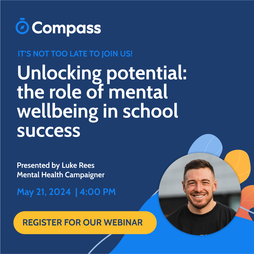 Don't miss Luke Rees' powerful insights on student mental health! Join our webinar on 21st May as Luke shares both his journey and practical advice for supporting students. Register here 👉  zurl.co/pJKY  
#MentalWellbeing #CompassMIS #Webinar #1WeekToGo