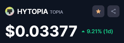Just for the record:

$TOPIA was at $0.03377 ($28M market cap) in May 2024 before the first game launched on HYCHAIN.

Hard to believe.