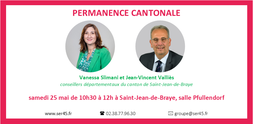 groupeser45's tweet photo. Prochaine permanence sans rendez-vous de Vanessa Slimani et Jean-Vincent Valliès (canton de Saint-Jean-de-Braye) : samedi 25 mai à Saint-Jean-de-Braye, salle Pfullendorf, de 10h30 à 12h. https://t.co/snQupIflSQ