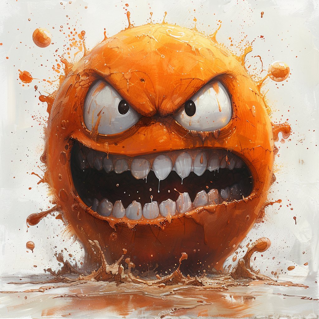🍊😡 When life gives you oranges and they have attitude! 😂🍊 #AngryOrange #FruitWithFeelings #HilariousArt #JuicyRage