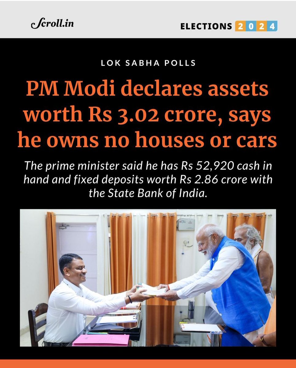He was a ' Fakir' and spent 35/40 years on ' Bhiksha' ( asking for food door to door ). How did he amass FD's worth 2.8 Crores ? #BJPHataoDeshBachao #ModiFails