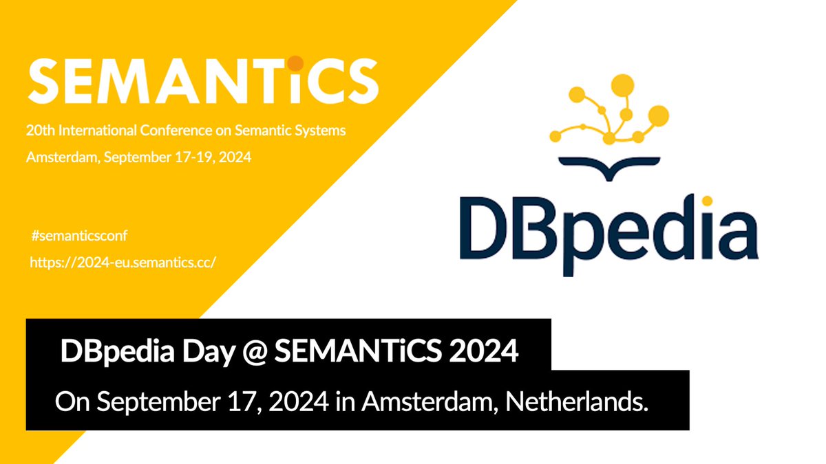 SEMANTiCS Conference (@semanticsconf) on Twitter photo SEMANTiCS 2024 will host DBpedia Day on Sep 17! Calling all industry & academic members to showcase the latest in discovering, curating & consuming LD and KG.  
Join us to explore: 
🔗 Linkmaster 3000 
🌐 Global LD API 
🚍 Databus 
🔎 Global LD Browser
2024-eu.semantics.cc/page/dbpedia SEMANTiCS 2024 will host DBpedia Day on Sep 17! Calling all industry & academic members to showcase the latest in discovering, curating & consuming LD and KG.  
Join us to explore: 
🔗 Linkmaster 3000 
🌐 Global LD API 
🚍 Databus 
🔎 Global LD Browser
2024-eu.semantics.cc/page/dbpedia