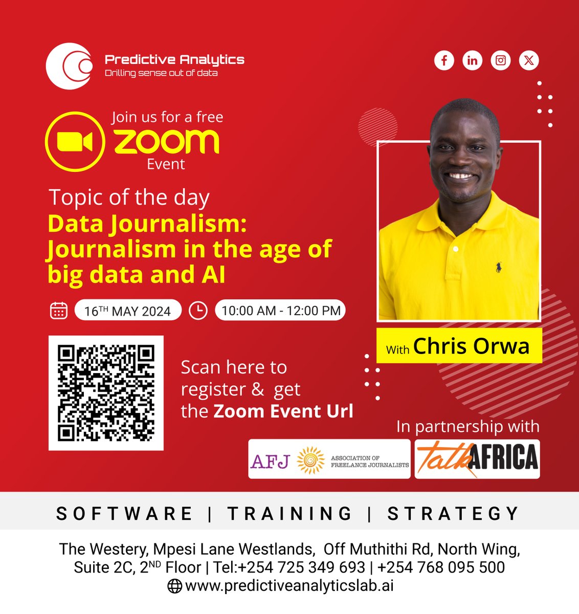 ⏰Tomorrow's the big day for our event on 'Data Journalism: Journalism in the Age of Big Data and AI' featuring Chris Orwa. Register now and join us for an eye-opening discussion.
predictiveanalyticslab.ai/event/data-jou…
Zoom link will be shared on registration📈✍️

#DataJournalism