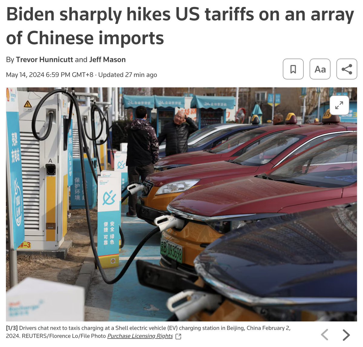 President of the US, Joe Biden, “I just imposed a series of tariffs on steel, aluminium, semiconductors, EV’s and solar panels, China is determined to dominate these industries. I’m determined to ensure America leads the world in them”. The US administration just announced the