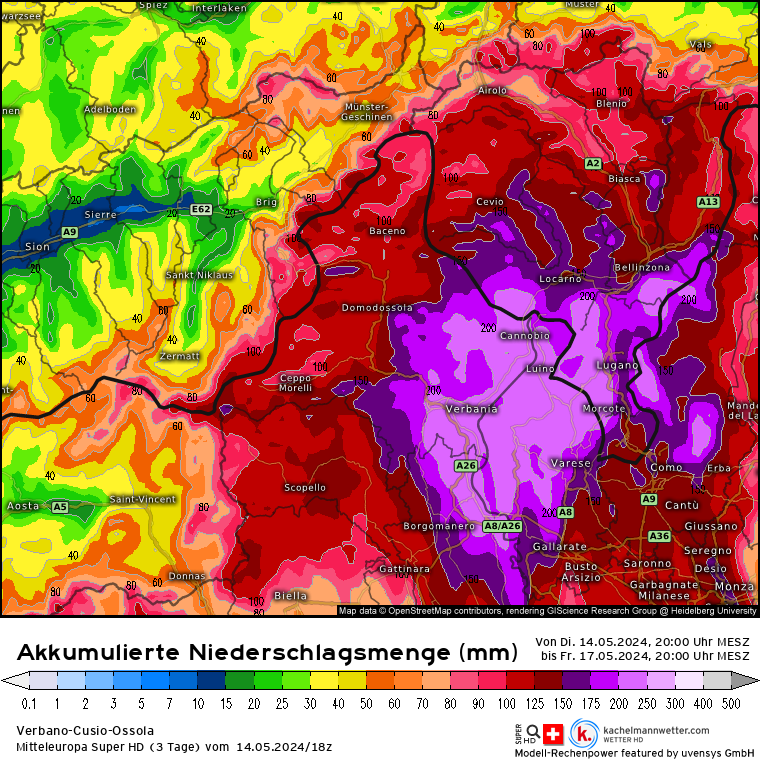 LanderVanTricht's tweet photo. De weermodellen berekenen langs de centrale zuidkant van de #Alpen komende 72 u nog steeds 200-250 mm. Langs de hoofdkam kan boven 2500 m lokaal een meter #sneeuw vallen. Lagerop veel #regen en kans op #modderstromen. https://t.co/laANDW7Zzj