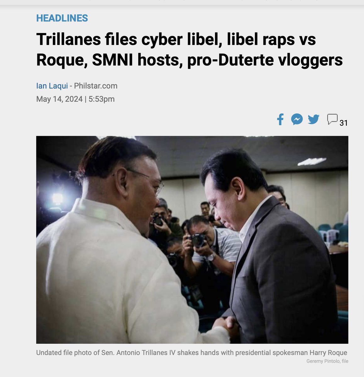 Trillanes vs. Duterte Supporters Yesterday, former Senator Trillanes filed cases against known Duterte supporters including the former presidential spokesperson Harry Roque and social media influencer Banat By. Wait, there’s more! He also filed separate NBI complaints against