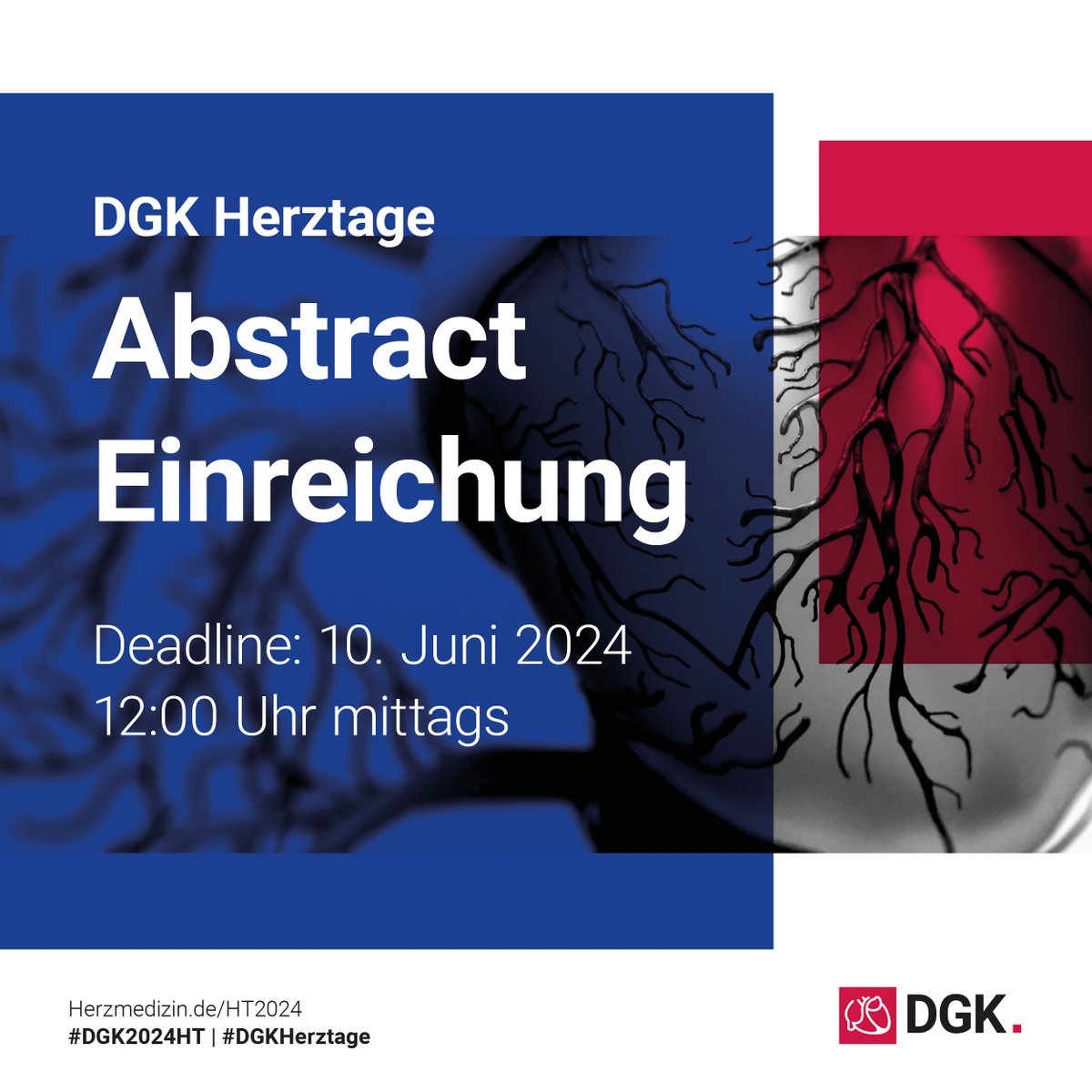 📢 Einreichung der Abstracts für die #DGKHerztage ist jetzt möglich! Der Kongress verspricht Falldiskussionen & interdisziplinären Austausch. Nutzen Sie die Chance, Ihre Forschung zu präsentieren. Deadline: 10.06.24. Einreichung unter: abstracts.dgk.org #DGK #DGK2024HT