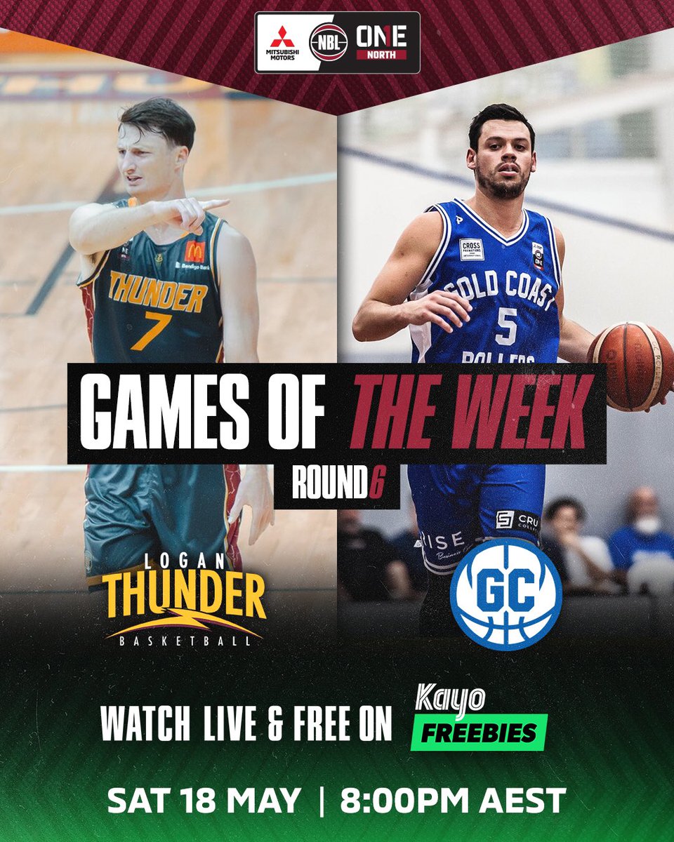 NBL1 North 🏀 (@nbl1north) on Twitter photo 𝗚𝗢𝗧𝗪 - 𝗥𝗼𝘂𝗻𝗱 6️⃣ 💥
This week, Logan host <a href="/GoldCoastBBall/">GC Basketball</a> from the Thunderdome! Will the Rollers be able to weather the storm? Tune in via <a href="/kayosports/">Kayo Sports</a> or the NBL1 App 📺
#NBL1North 𝗚𝗢𝗧𝗪 - 𝗥𝗼𝘂𝗻𝗱 6️⃣ 💥
This week, Logan host <a href="/GoldCoastBBall/">GC Basketball</a> from the Thunderdome! Will the Rollers be able to weather the storm? Tune in via <a href="/kayosports/">Kayo Sports</a> or the NBL1 App 📺
#NBL1North