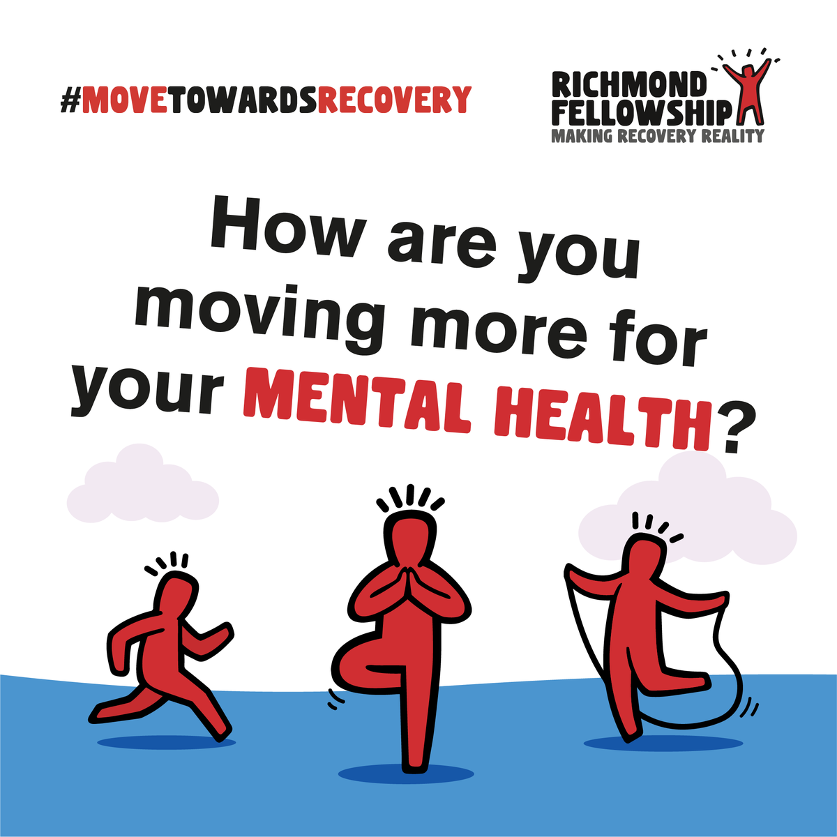Movement can be: recreational activities (dancing, swimming), transportation (walking or cycling), play, sports & games (football, tennis). These everyday things all contribute to your weekly exercise and in turn, improve your mental wellbeing 💪 #MentalHealthAwarenessWeek