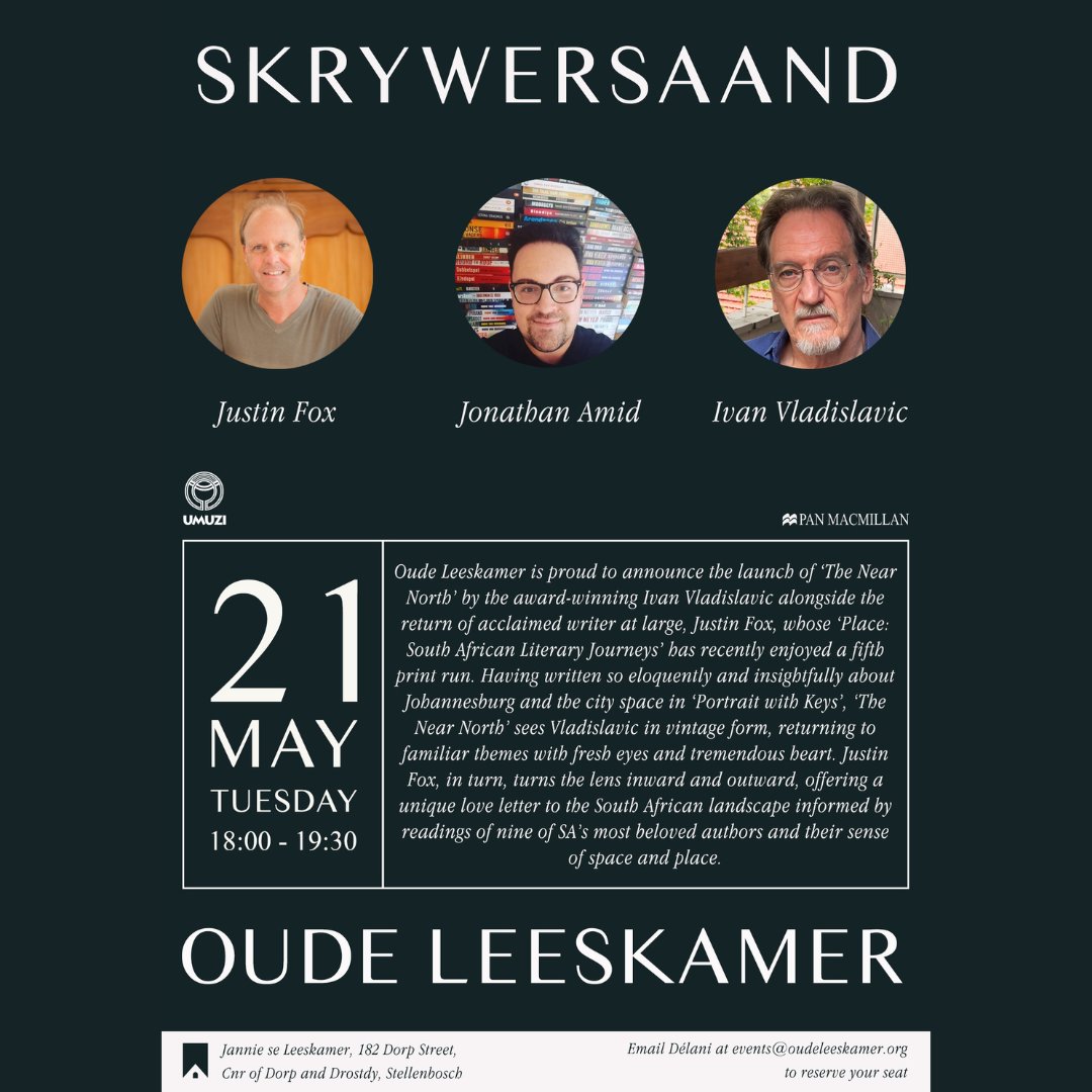 Ivan Vladislavic, author of The Near North, will be launching his book at the Oude Leeskamer on the 21st of May. Ivan will be in conversation with Justin Fox and Jonathan Amid. Email Delani at events@oudeleeskamer to reserve your seat. See you there!