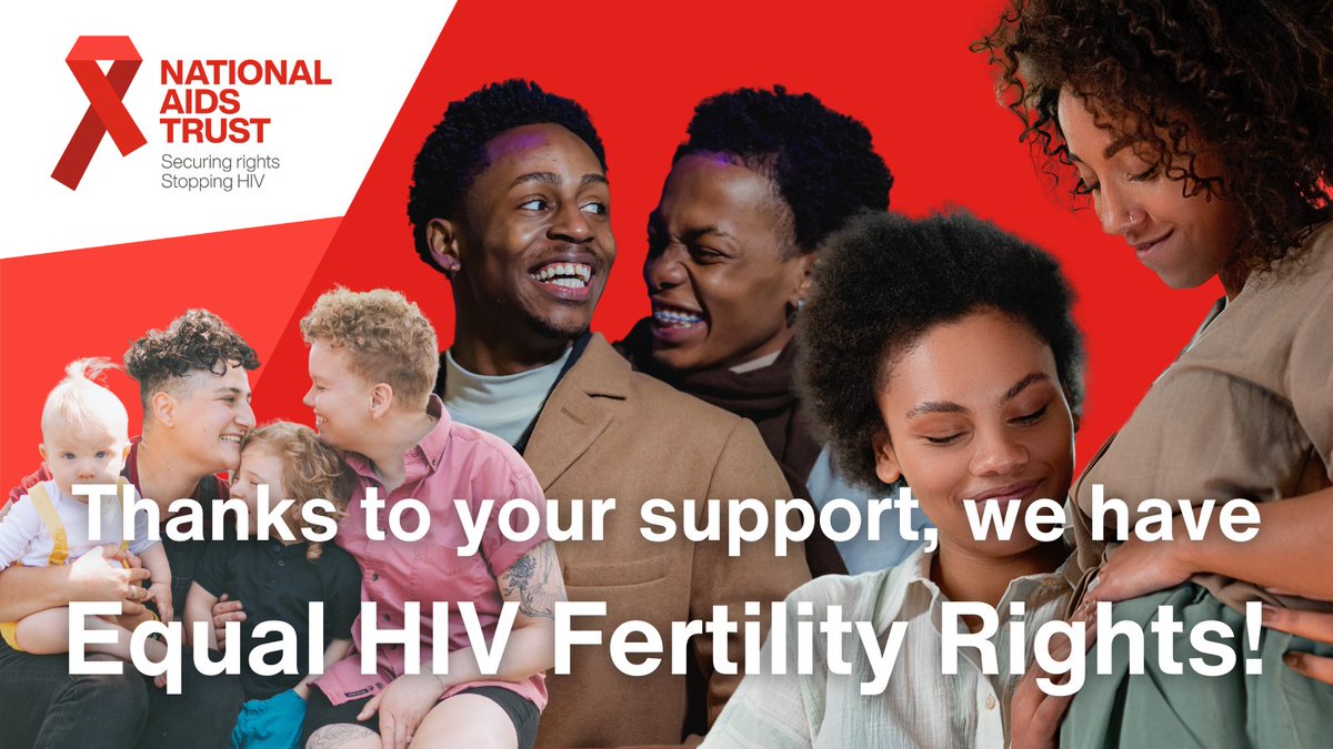 WE DID IT! @DHSCgovuk is about to introduce legislation to achieve #EqualHIVFertilityRights! From summer, LGBT+ people living with HIV will be able to donate their eggs and sperm and become parents if they wish. nat.org.uk/press-release/…