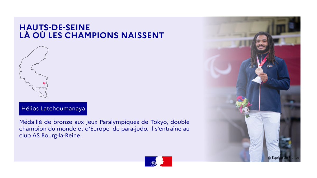 #JOP2024 
Les Hauts-de-Seine : Là où naissent les champions.
Helios Latchoumanaya est un judoka médaillé de bronze aux JOP 2020, double champion du monde et d’Europe en para judo en -90 kilos. Il joue pour le club de AS Bourg-La-Reine (92) dans les #Hautsdeseine
➕ d’infos :