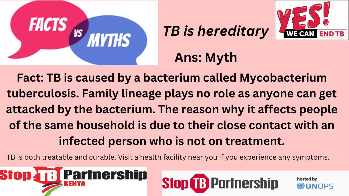 To end TB, there is a need to bust the myths and misconceptions around this preventable and treatable disease. Understanding facts is crucial to ensuring proper treatment for affected persons.
#TBAwareness
#yeswecanendtb
