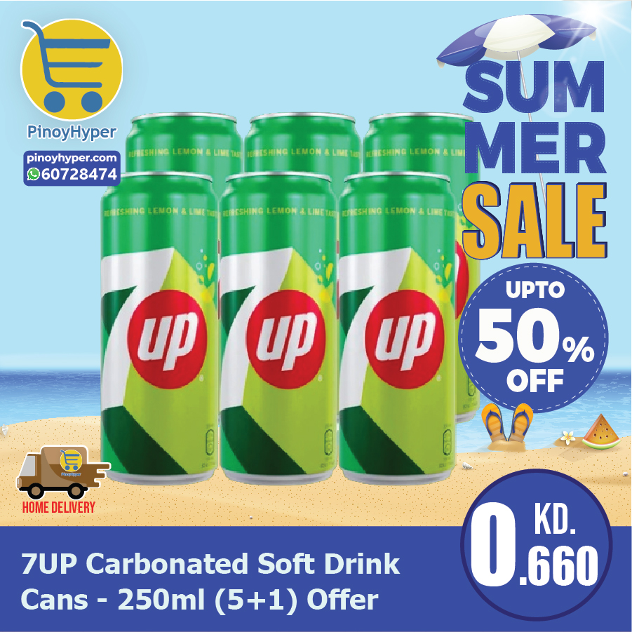 🇰🇼 Summer Sale 🇰🇼
🥰Offer for OFW Kuwait 🥰
Delivery All over Kuwait 🚛
7UP Carbonated Soft Drink Cans - 250ml (5+1) Offer
#pinoyhyper #ofw #ofwkuwait #pilipinosakuwait #onlinegrocery #pinoy #philippines #filipino #pilipinas #pinoyfoodie #pinoyfood
#summeroffer
#offer #summer