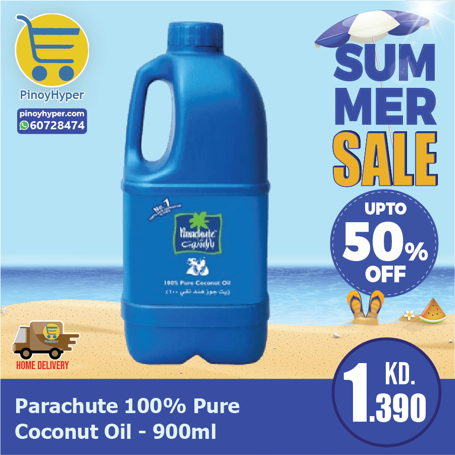 🇰🇼 Summer Sale 🇰🇼
🥰Offer for OFW Kuwait 🥰
Delivery All over Kuwait 🚛
Parachute 100� Pure Coconut Oil - 900ml
#pinoyhyper #ofw #ofwkuwait #pilipinosakuwait #onlinegrocery #pinoy #philippines #filipino #pilipinas #pinoyfoodie #pinoyfood
#summeroffer
#offer #summer #summersale
