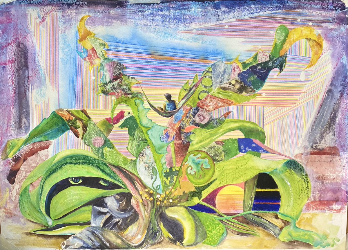Imaginary plant #mixedmedia #watercolour #image #transfer #art #artist #czibiart #artwork #artgallery #artworld #imaginary #collage
