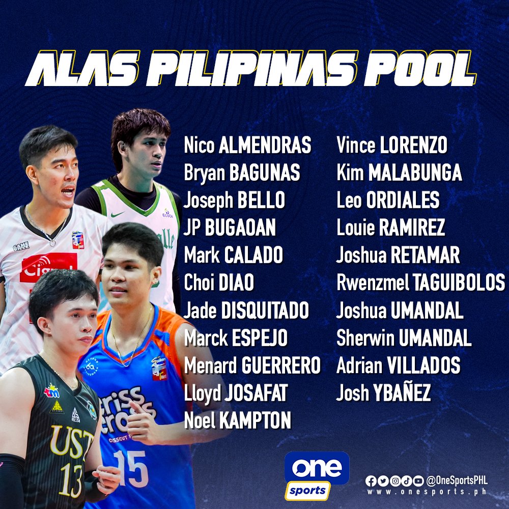 READY FOR ACTION 🫡

Here are the exceptional pool of athletes who make up the Alas Pilipinas men's volleyball side in preparation for the upcoming international tournaments!