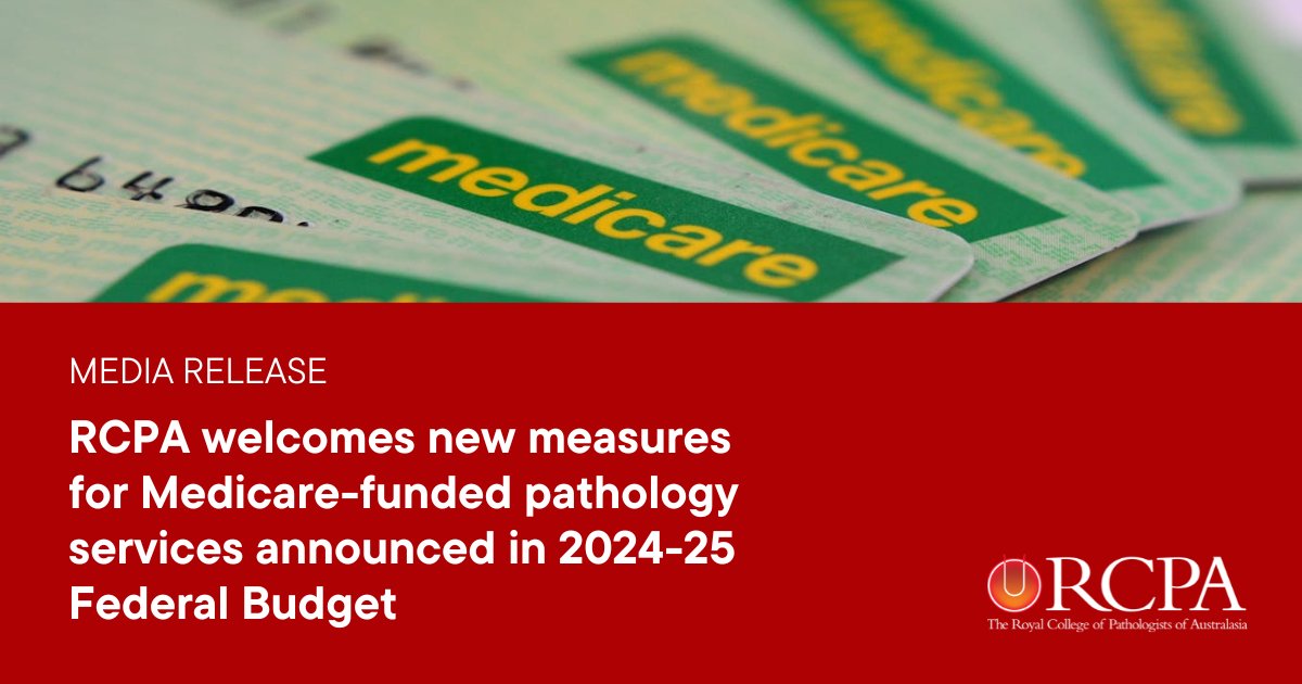RCPA welcomes new measures for Medicare-funded pathology services announced in the 2024-25 Australian Federal Budget, including the reintroduction of annual indexation for some #pathology services. Media release: rcpa.me/Budget2024 #Budget2024 #Budget24 #MedTwitter