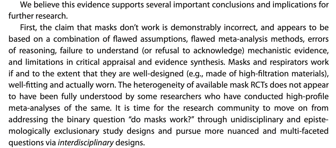 Our 38,000-word review of masks & respirators (out any day) includes a new meta-analysis of RCTs by @Globalbiosec et al, plus some impressive physics by @Mark_Ungrin, modelling/observational studies by @DFisman and sociology of masking by @DALupton. Sneak preview of conclusions: