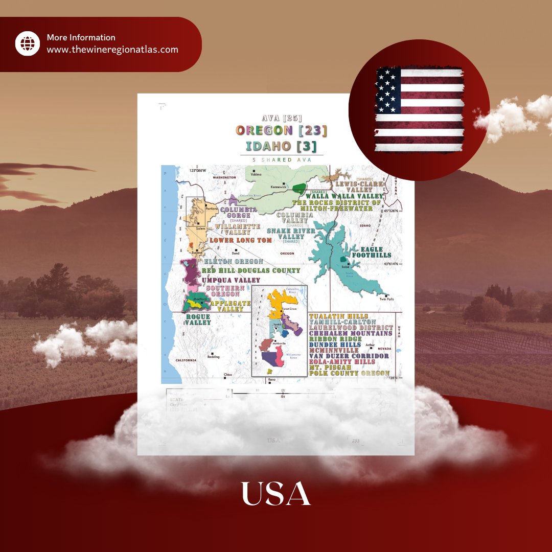 Hey there, wine explorers! 🍷 Did you know the USA is home to some of the most exciting wine regions in the world? 
.
.
#WineAdventure #WineAtlas #GlobalWine #winegeography #wineatlas #wineculture #wineknowledge #winelovers #winemaps #wineregions #wineclassifications #wineeducati