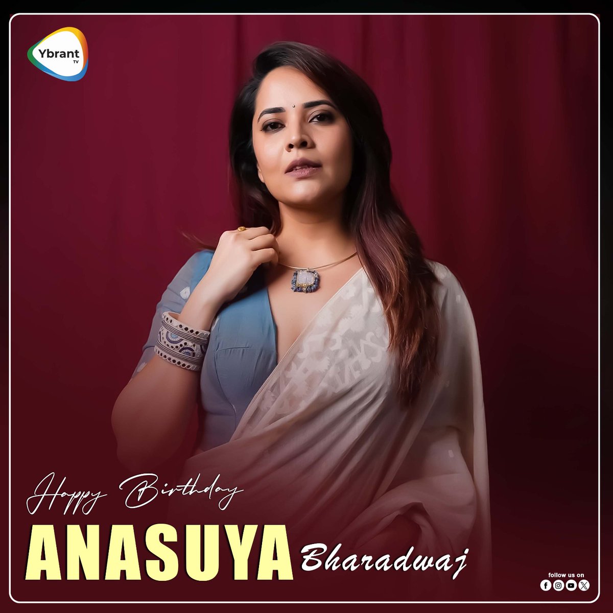 Join us in wishing the multi talented actress @anusuyakhasba a very Happy Birthday!!🎂🎉 We wish you a superb year ahead!!❤️🤩

#HappyBirthdayAnasuyaBharadwaj #HBDAnasuyaBharadwaj #YbrantTv