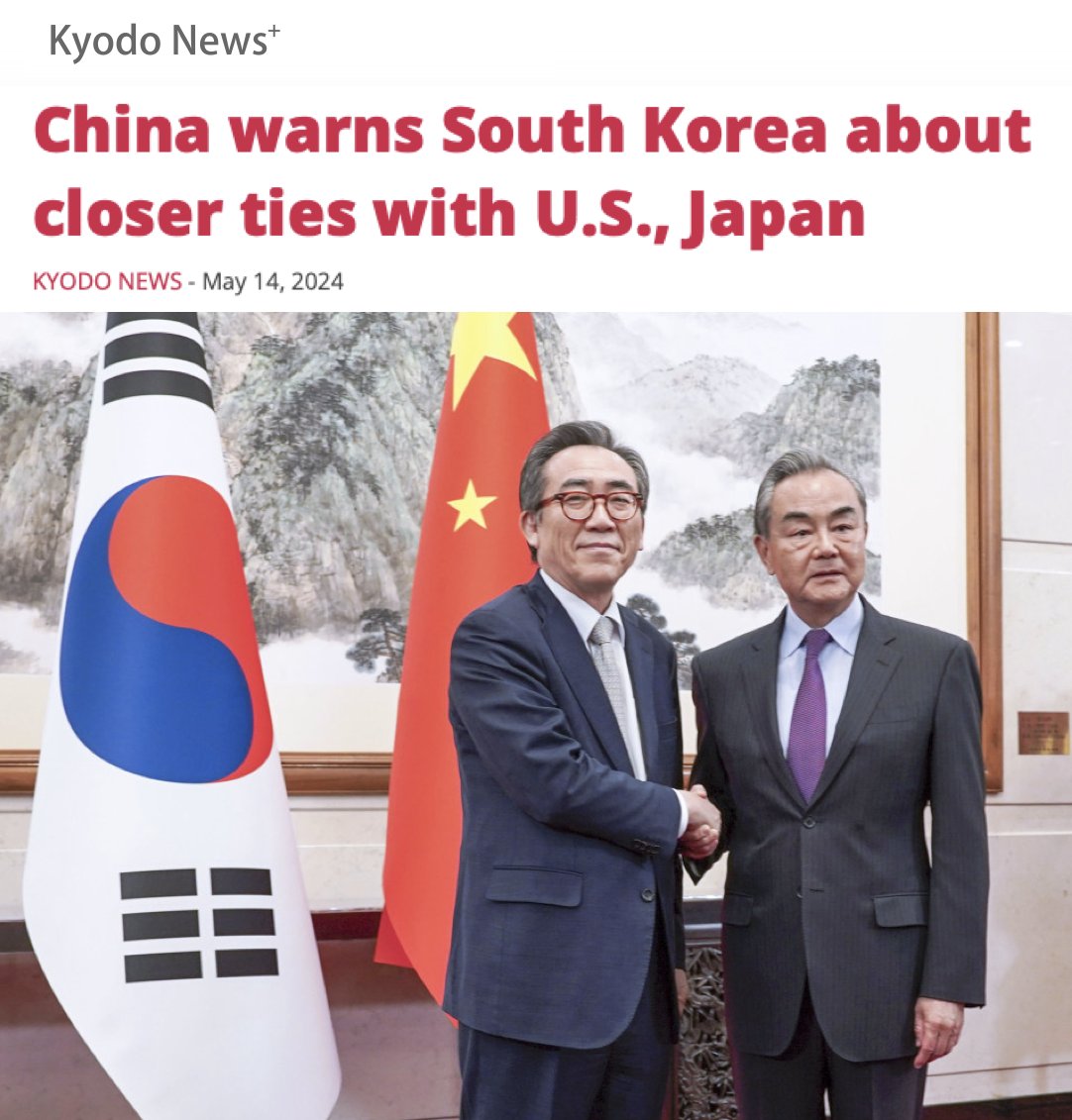 #China warns #SouthKorea about closer ties with U.S., Japan China cautioned South Korea on Monday about its deepening relations with the United States and Japan, stressing the increasing strain in Beijing-Seoul ties and urging against additional pressure on the relationship from