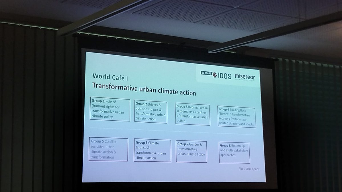 At the @Misereor + @IDOS_research conference 'Urban Communities in the face of #ClimateCrisis' connecting around approaches to advance #ClimateJustice through the #RighttotheCity What is urban transformative climate action? What is the role of communities in such transformation?