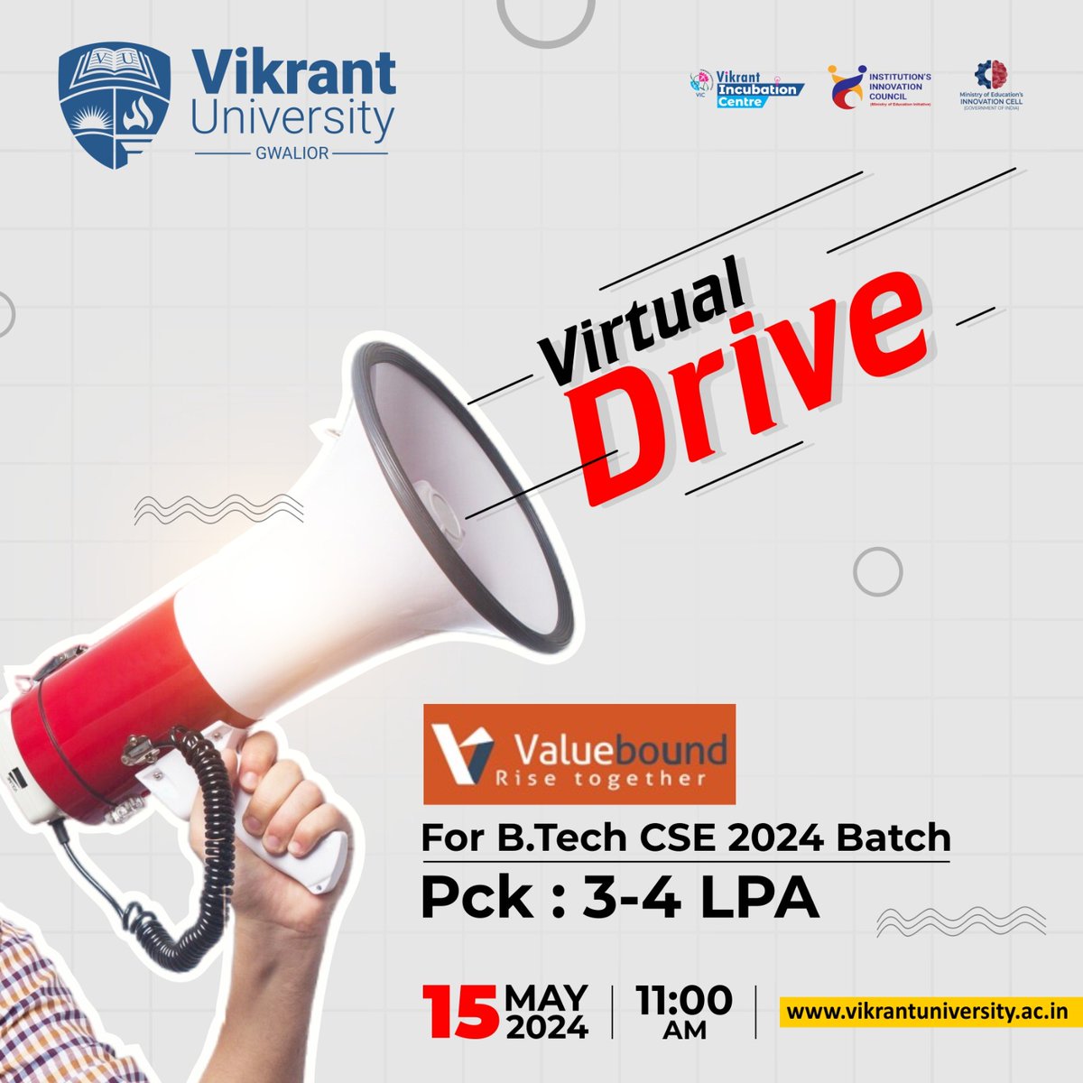 #VikrantUniversity #VikrantGroupofInstitutions #Placement #CampusDrive #ValueBound #Gwalior #Indore #MadhyaPradesh #India