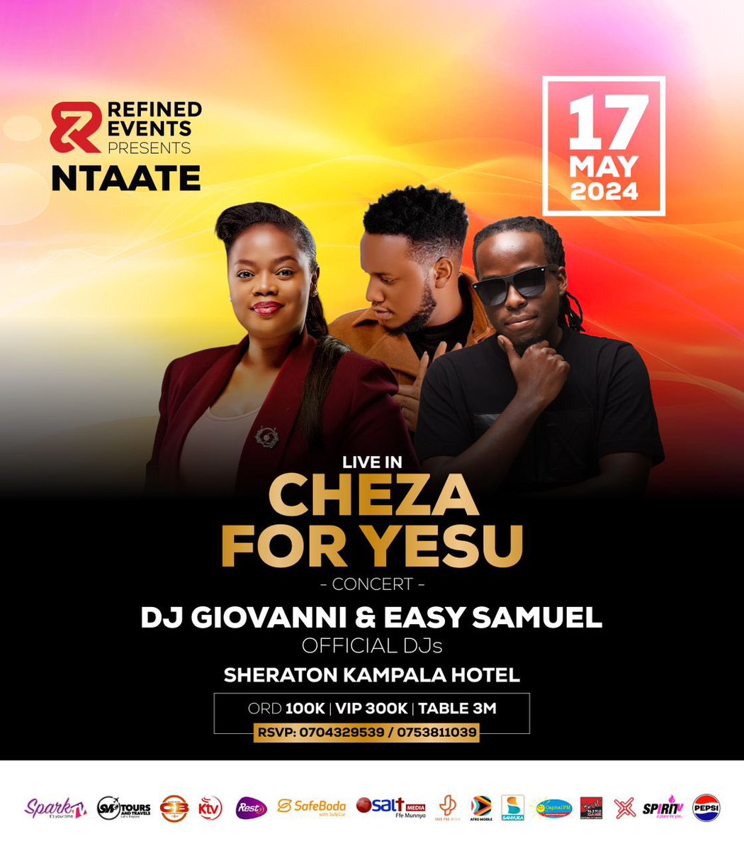 On the ones and twos, we have DJ Giovanni and @EasySamuel at the #ChezaForYesuConcert by @Gabientaate . This very Friday at the @KampalaSheraton Hotel. Get ready to dance for Jesus.