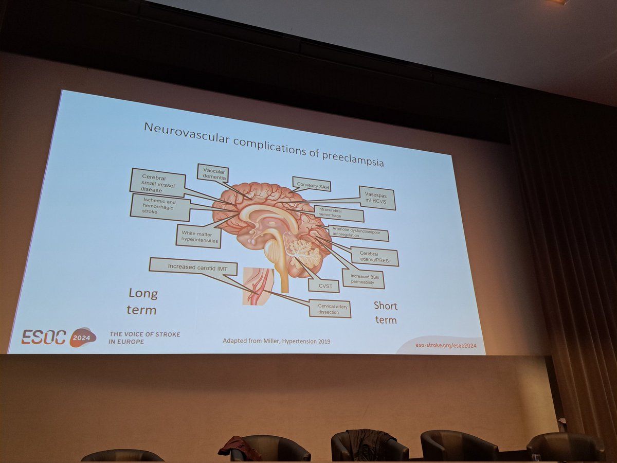 Long-term consequences of pre-eclampsia and adverse pregnancy outcomes on brain vascular health & cognition #ESOC24 #MaternalBrain #NeuroObstetrics Fantastic talk by Dr Eliza Miller