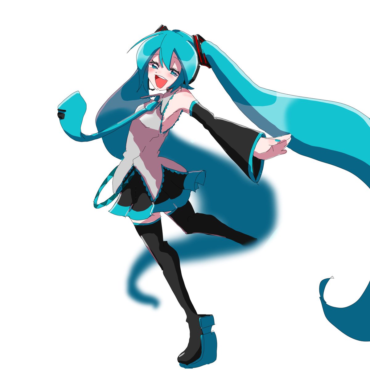hatsune miku 1girl solo long hair looking at viewer smile open mouth blue eyes  illustration images