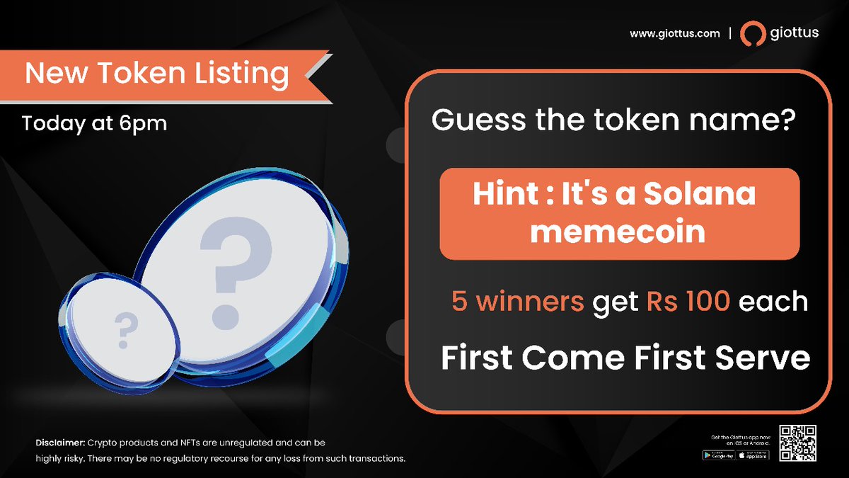 🕵️♂️ Guess the meme coin and win big! Are you one of the first 5 detectives? 🎁 Hint: It's a #Solana meme coin! 🎉 #GuessToWin #Giottus