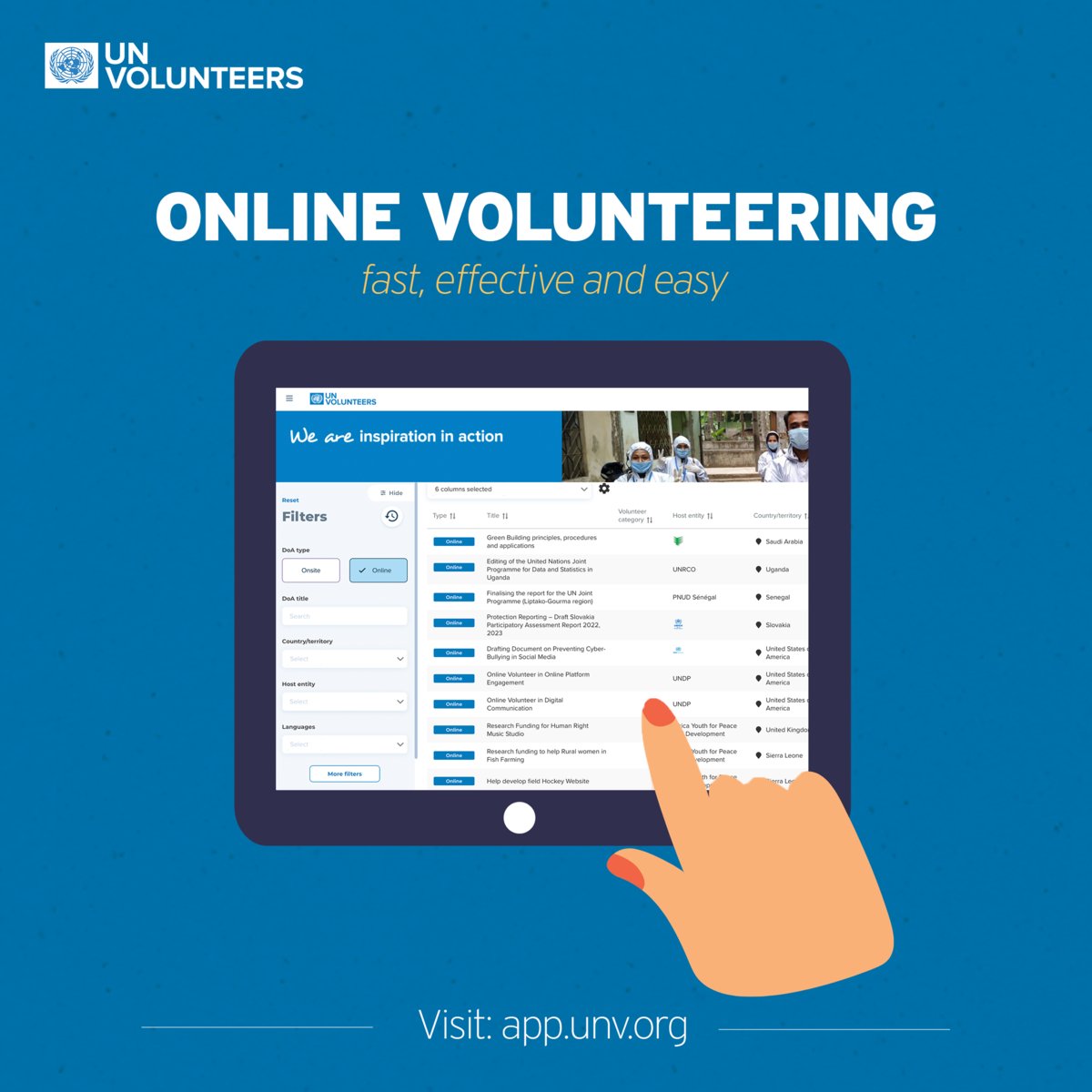Did you know through online volunteering you contribute your skills & expertise towards achieving sustainable human development. You get first-hand practical experience with UN organizations. Make an impact and visit 💻app.unv.org