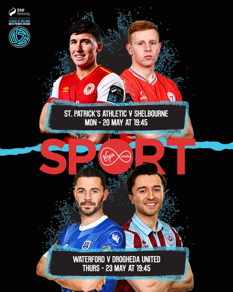 Virgin Media Two hosts a big Double Header next week in the SSE Airtricity Men's Premier Division. A huge Dublin Derby and high-flying Waterford face an in-form Drogheda United in our first Thursday Night Football on Virgin Media. #LOI | @vmsportie